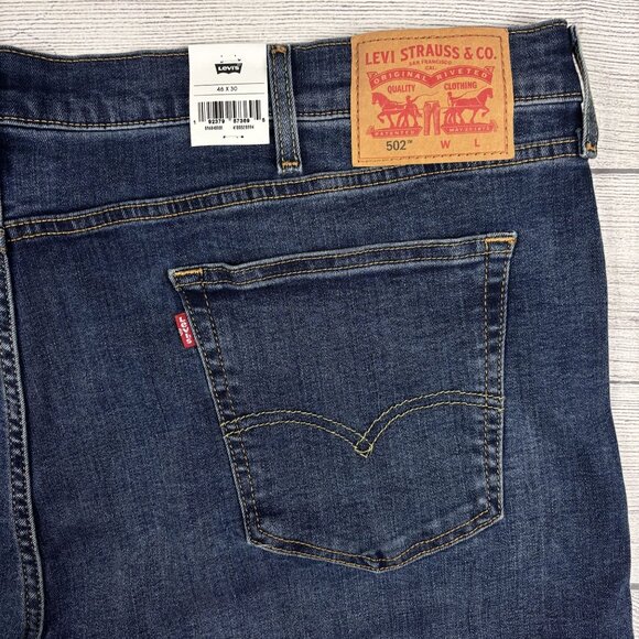 Levis 502 Taper Big & Tall Jeans 46x30 Levis Flex Stretch Denim Mens Classic Fit - Picture 4 of 14